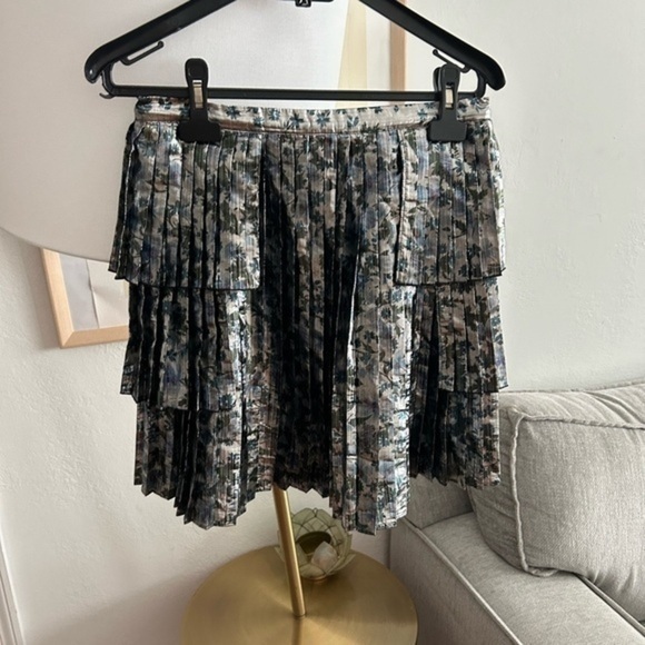Tanya Tylor Metallic Floral Fairy Goth Y2K Coquettte Mini Skirt Size 4 - Picture 1 of 12